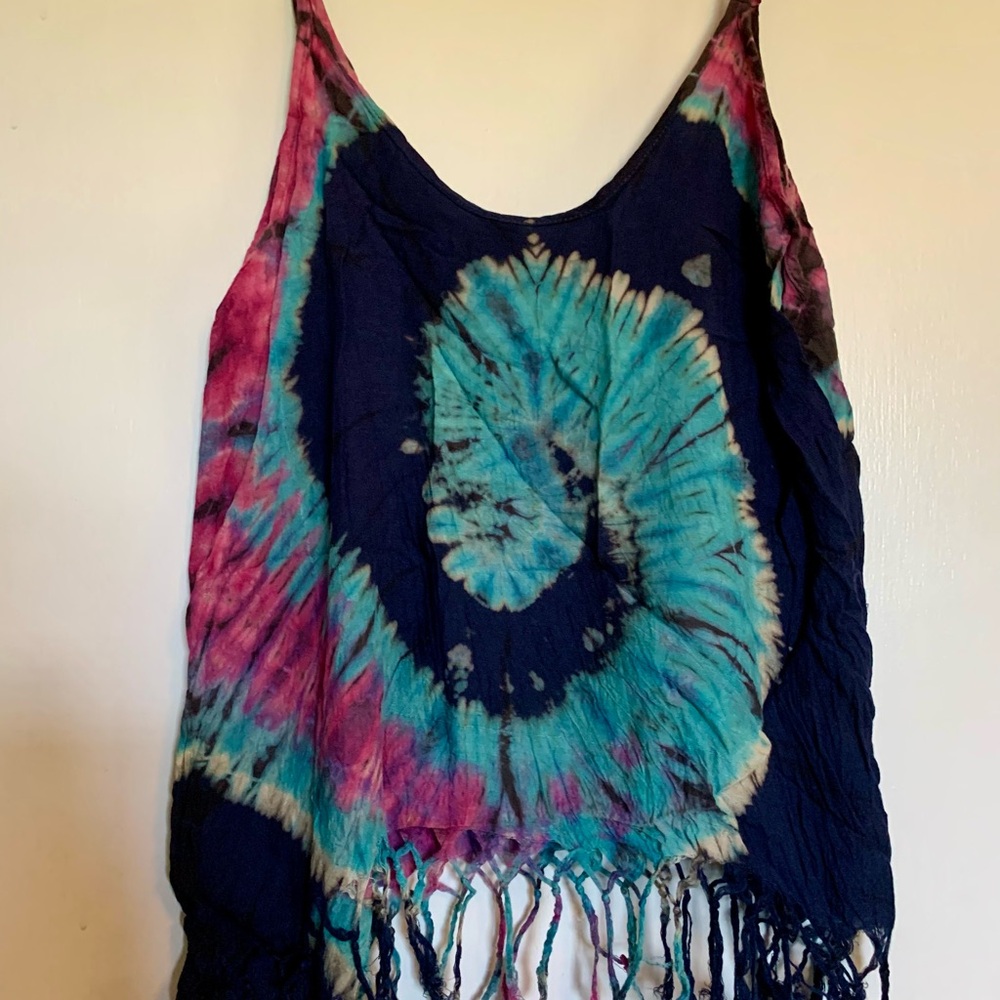 Tie-Dye Sleeveless Top - Blue and Pink